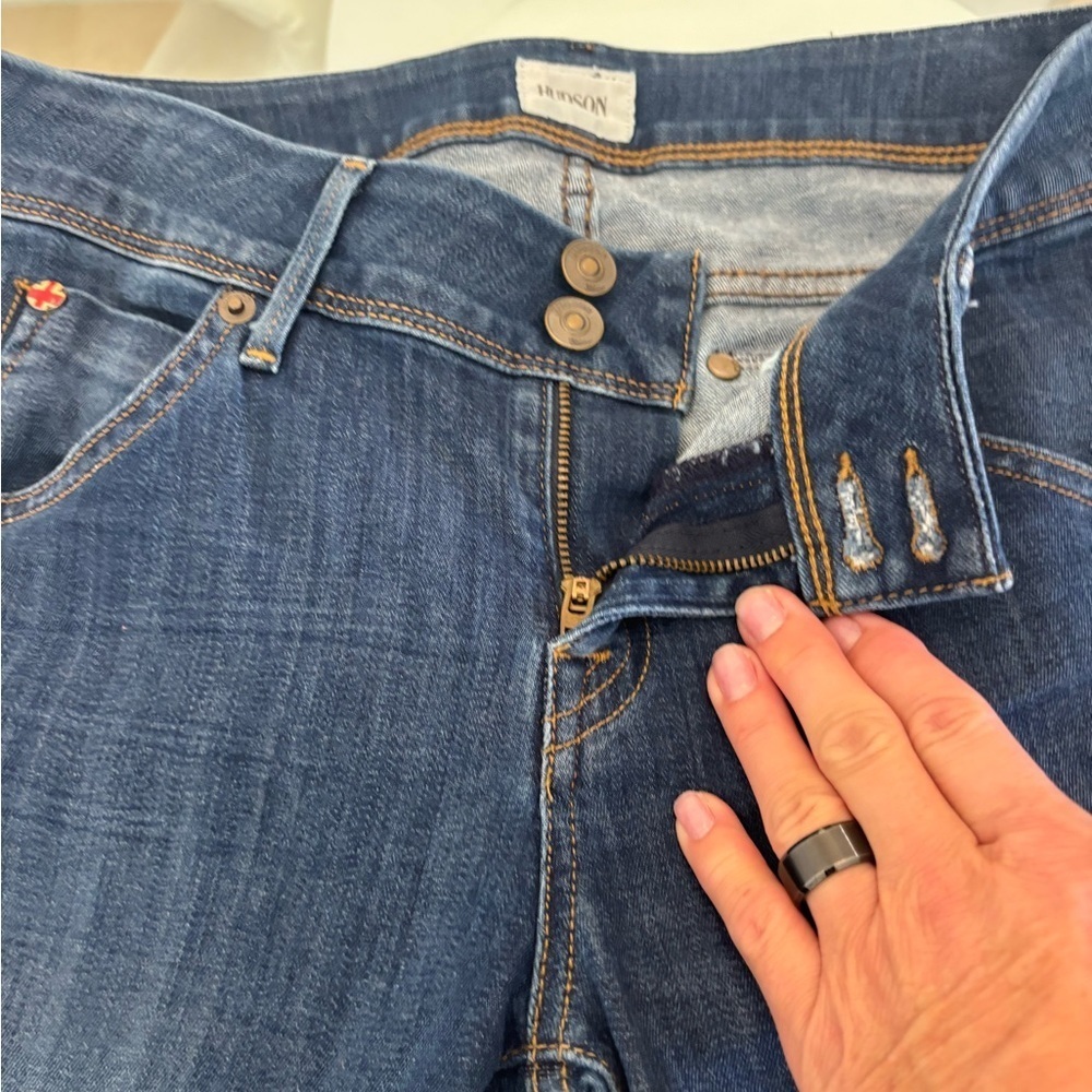 H&M Dark Blue Straight Leg Women's Hudson Jeans Bootcut Low Rise - Picture 4 of 7